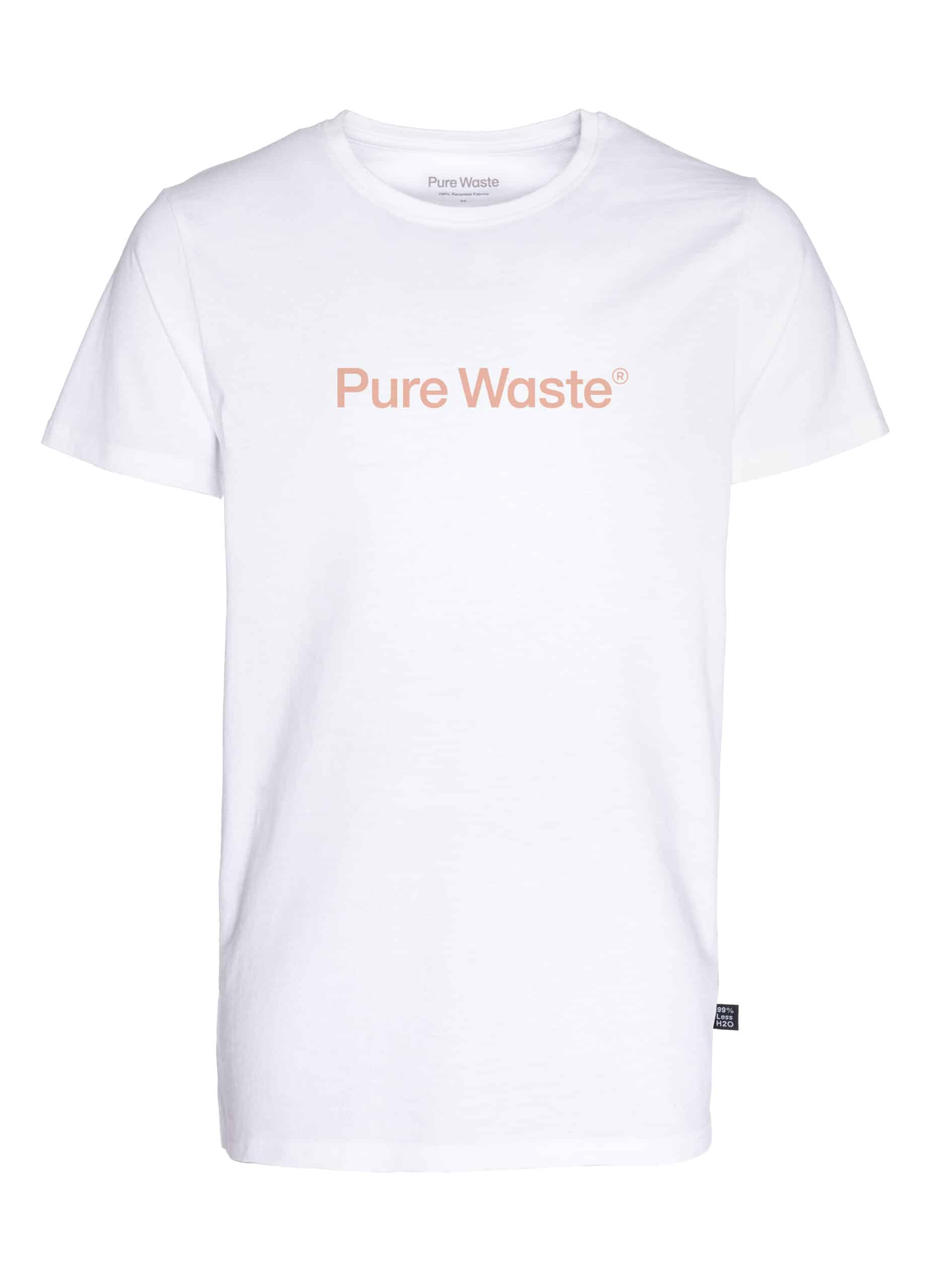 TSMS4BLP00-white A white unisex T-shirt with a pink logo print