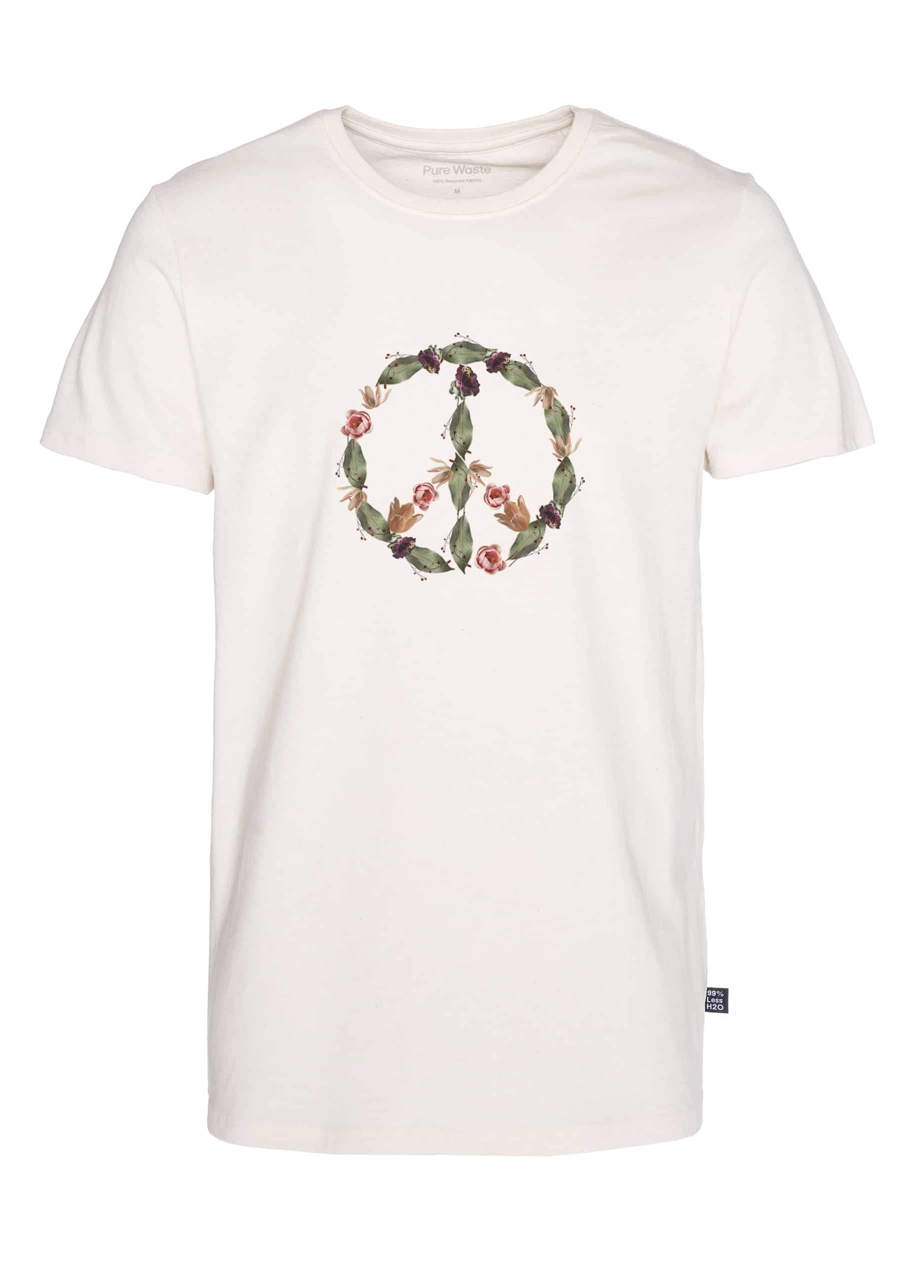 Peace_Men’s_T-Shirt_ecru Miesten luonnonvalkoinen T-paita peace-merkillä